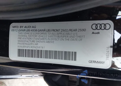 2013 Audi A6 2.0T Premium из США, поврежденный, VIN WAUDFAFC4DN059761